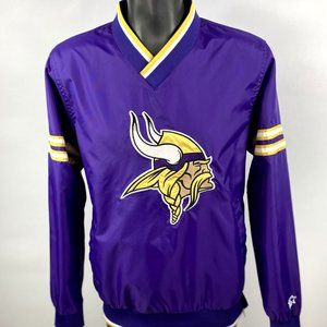 MINNESOTA VIKINGS NFL STARTER Nylon Pull Over with Sewn VIKINGS Logo SMALL